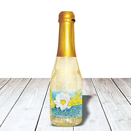 Piccolo Liebe Grüße - Du bist zauberhaft - Beerenperlwein | 0,2 l Sekt halbtrocken | prickelnd freischer Fruchtsecco Perlwein aus weißen Beeren von Andrea Verlag