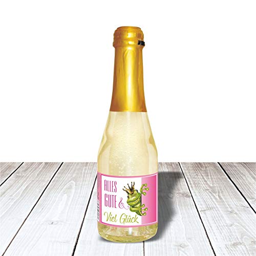 Piccolo Tierische liebe Grüße - Alles Gute und viel Glück - Beerenperlwein | 0,2 l Sekt halbtrocken | prickelnd freischer Fruchtsecco Perlwein aus weißen Beeren von Andrea Verlag