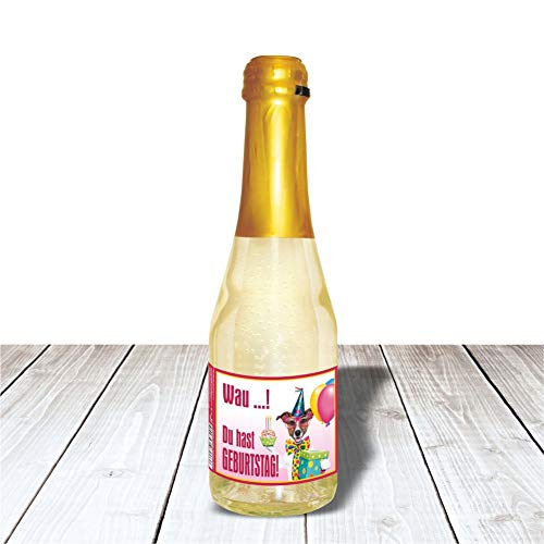 Piccolo Tierische liebe Grüße | Beerenperlwein | 0,2 l Sekt halbtrocken | prickelnd freischer Fruchtsecco Perlwein aus weißen Beeren (Piccolo: - Wau, du hast Geburtstag -) von AV Andrea Verlag