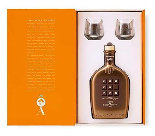 ANDREA BRIDGE LIKÖRSCHNAPS SCHOKO-INGWER UND SCHOKOLADE 50 CL GESCHENKBOX MIT GLÄSERN von Andrea da Ponte