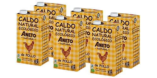 Aneto 100 % natürlich – Bio-Hühnerbrühe – Packung mit 6 Einheiten à 1 l von Aneto