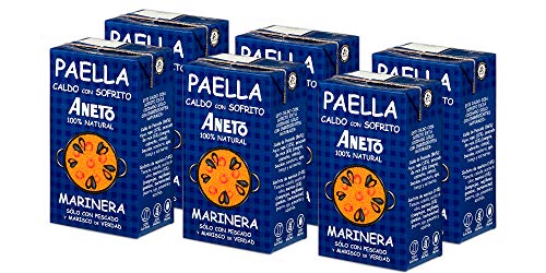 Aneto 100 % natürlich – Brühe für Paella mit Fisch und Meeresfrüchten – Karton mit 6 Einheiten à 1 l von Aneto