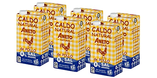 Aneto 100% natürlich – Hühnerbrühe 0% Salz – Schachtel mit 6 Einheiten à 1 l von Aneto