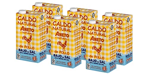 Aneto 100% natürlich – Hühnerbrühe mit geringem Salzgehalt – Schachtel mit 6 Einheiten à 1 l von Aneto
