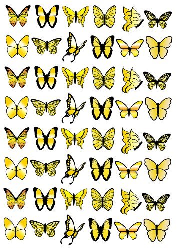48 x PRE-CUT gelb MIX BUTTERFLY essbarem Reispapier/Waffelpapier Tortenaufsatz für Cupcakes von Anglesit Butterflies