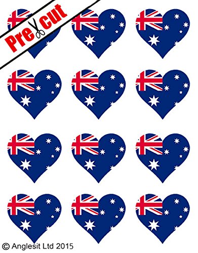 Kuchendekoration aus Esspapier, vorgestanzt, Motiv australische Flagge, 12 Stück von Anglesit Flags