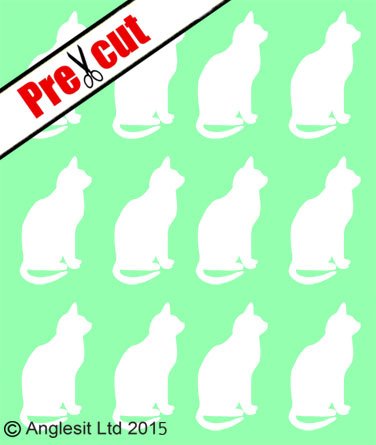 Vorgeschnittene weiße Katze Silhouette, essbares Reispapier/Oblatenpapier, Cupcake-Aufleger, Geburtstagsparty-Dekoration von Anglesit Silhouette