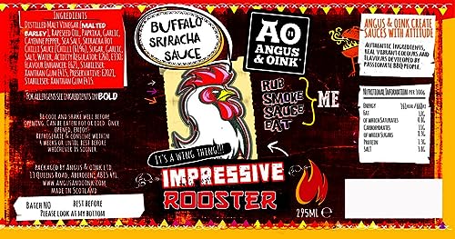Angus & Oink Impressive Rooster - Buffalo Sriracha Sauce 295 ml Angus & Oink Impressive Rooster - Buffalo Sriracha Sauce 295 ml von Angus & Oink