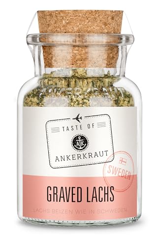 Ankerkraut Graved Lachs (Schweden), Mischung würzender Zutaten für Fisch, schwedischer Graved Lachs, 120 g im Korkenglas von Ankerkraut