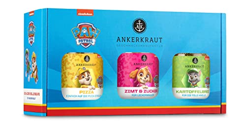 Ankerkraut ‚Schloss Bellenburg‘ Paw Patrol, Kartoffelbrei, Pizza und Zimt & Zucker Gewürz, Gewürze Set mit 3 Gläsern, Überraschung für Kinder, Geschenk-Idee, Lecker Kochen, Cartoon-Edition Küche von Ankerkraut