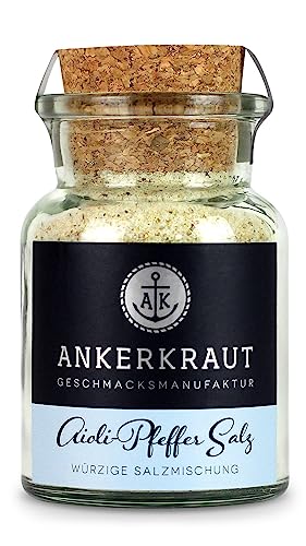 Ankerkraut Aioli-Pfeffer Salz, für Aioli-Butter, Finisher-Salz, 155g im Korkenglas von Ankerkraut