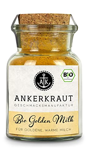 Ankerkraut Bio Golden Milk, Gewürz für goldene Milch, mit Kurkuma, Zimt und Ingwer, 85 g im Korkenglas von Ankerkraut