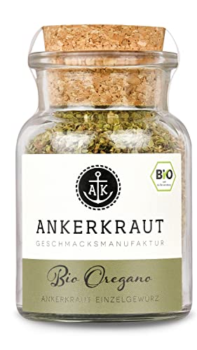 Ankerkraut BIO Oregano, gerebeltes Küchen-Kraut, 15 g im Korkenglas, Bio-Qualität zum selber Würzen, Gewürz mediterrane Küche für Pizza & Pasta von Ankerkraut