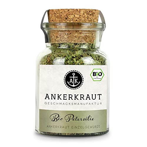 Ankerkraut BIO Petersilie, getrocknet zum Streuen, 15 g im Korkenglas, Kräuter für Kartoffel Eintopf Fleisch, Finisher-Gewürz zum Kochen von Ankerkraut