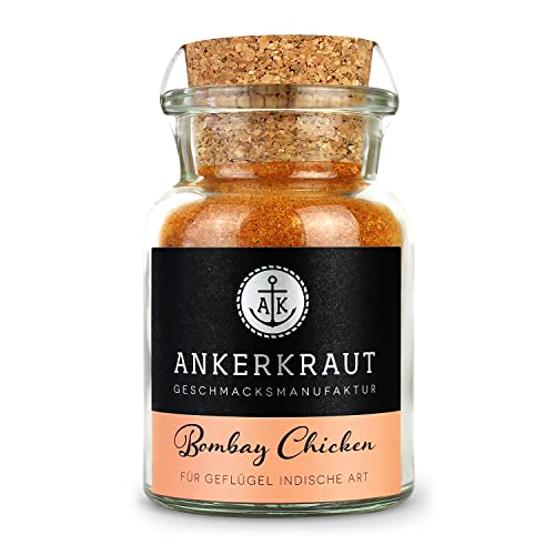 Ankerkraut Bombay Chicken, exotischer BBQ-Rub für Hähnchen und Chicken-Wings, Lecker Geflügel Kochen Grillen Zu Hause, Premium Qualität, 90 g im Korkenglas von Ankerkraut