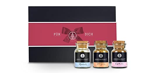 Ankerkraut Geschenk-Set Für Dich, mit Kräutersalz, Wok Gewürz und Apfelkuchen, Zum Verschenken für Freunde Familie, hochwertige Deluxe Box mit Banderole Ankerkraut Geschenk-Set Für Dich, mit Kräutersalz, Wok Gewürz und Apfelkuchen, Zum Verschenken für Freunde Familie, hochwertige Deluxe Box mit Banderole von Ankerkraut