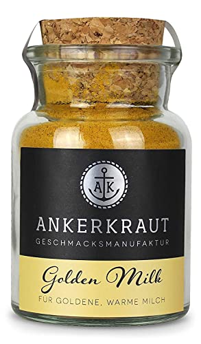 Ankerkraut Golden Milk Goldene Milch Gewürz, für Kurkuma-Latte, Macchiato, Kaffe oder Cappuccino, mit Ingwer, Muskat, Pfeffer, Zimt, 75 g im Korkenglas von Ankerkraut