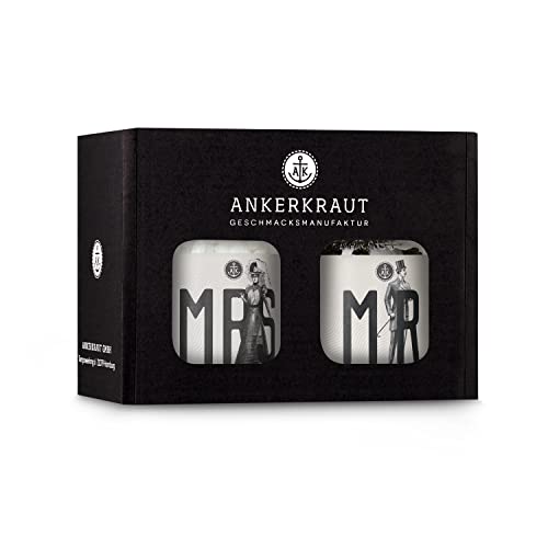 Ankerkraut Hochzeits-Box, Salz & Pfeffer als Geschenk, im Korkenglas (Mr. & Mrs.) von Ankerkraut