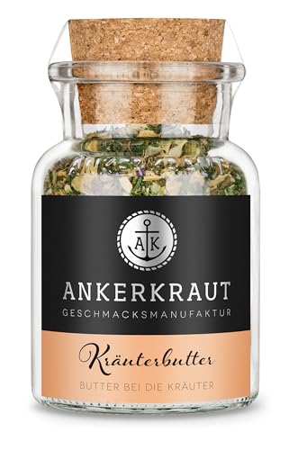 Ankerkraut Kräuterbutter, kinderleicht mit Butter anrühren und selber machen, mit Knoblauch, Basilikum, Gewürzzubereitung zum Grillen, BBQ, Brot-Dip, 65 g im Korkenglas von Ankerkraut