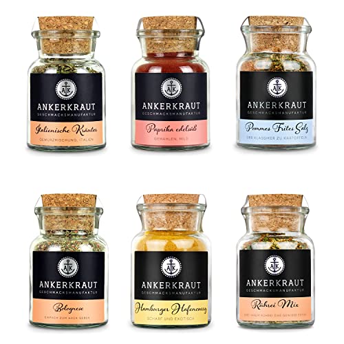 Ankerkraut Küchen Starter-Set mit 6 Gewürzen, Geschenk für Männer/Frauen/Div, Kitchen-Basic Starter-Kit, zum Einzug & Umzug, Inspiration zum Kochen Ankerkraut Küchen Starter-Set mit 6 Gewürzen, Geschenk für Männer/Frauen/Div, Kitchen-Basic Starter-Kit, zum Einzug & Umzug, Inspiration zum Kochen von Ankerkraut