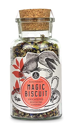 Ankerkraut Magic Biscuit, Früchtetee, Geschenk-Idee, Tee lose, fruchtig leicht lecker süß, Wohlfühl-Getränk, Geschmack für ca. 8 Liter, 65g im Korkenglas von Ankerkraut