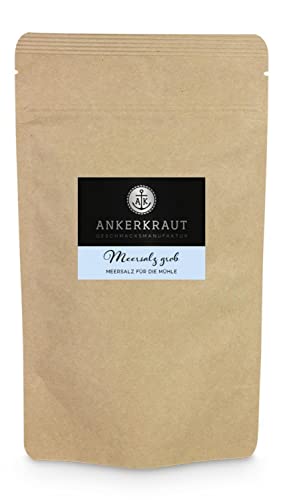 Ankerkraut Meersalz grob, Salz für die Mühle, grobkörniges Speisesalz, Salzmühle befüllen und salzen, 300 g im Beutel von Ankerkraut