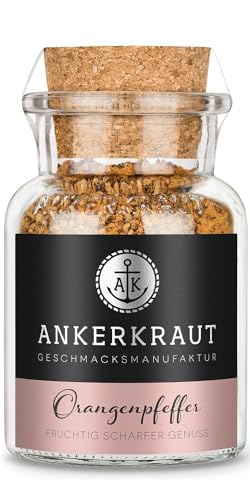 Ankerkraut Orangenpfeffer, fruchtig-würziger Pfeffer-Kick für Fleisch, Fisch und Gemüse, Allrounder pikant, Genuss für Vorspeisen, Hauptgerichte und Dessert, 75 g im Korkenglas von Ankerkraut