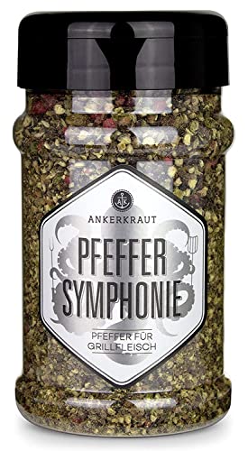 Ankerkraut Pfeffer Symphonie, 160g im Streuer, Pfeffermischung grob gestoßen, veredelt mit Rosa Beeren und Piment von Ankerkraut