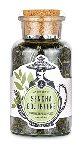 Ankerkraut Sencha Gojibeere Grüntee, grüner Tee, lose Blätter für heißen Genuss, Heißgetränk gesund, 70g im Korkenglas von Ankerkraut