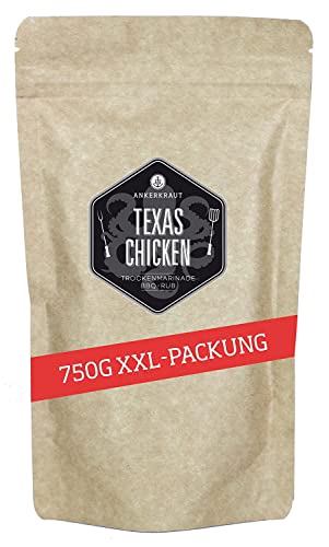 Ankerkraut Texas Chicken, BBQ Rub, Gewürzmischung für Chicken Wings, Hähnchen und Pulled Chicken, 750g im Beutel von Ankerkraut