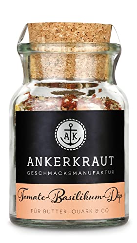 Ankerkraut Tomate-Basilikum-Dip, 60g im Korkenglas, Gewürz für Leichte Herstellung von Lecker Dip, Perfekt zu Brot, Gemüse, Fleisch, BBQ, Natur Genuss mit Premium Geschmack von Ankerkraut