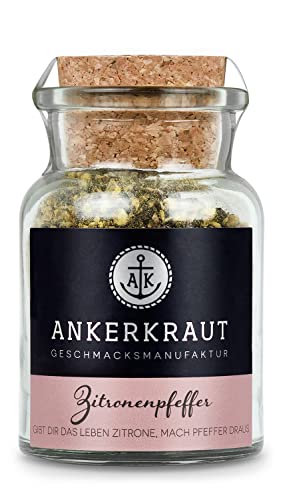 Ankerkraut Zitronenpfeffer, 85g im Korkenglas, Pfeffer-Mischung Zitrus Frische-Kick, Einfach Kochen mit Geschmack & Aroma von Ankerkraut