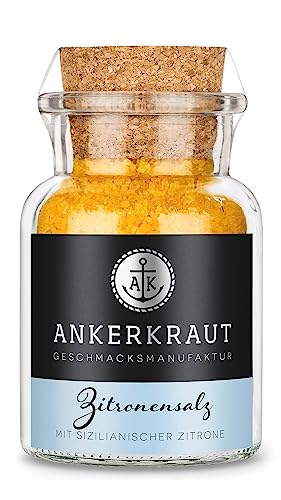 Ankerkraut Zitronensalz, 160g im Korkenglas, fruchtig-frisches Salz, Lecker Geschmack zum Braten, Grillen, Kochen von Ankerkraut