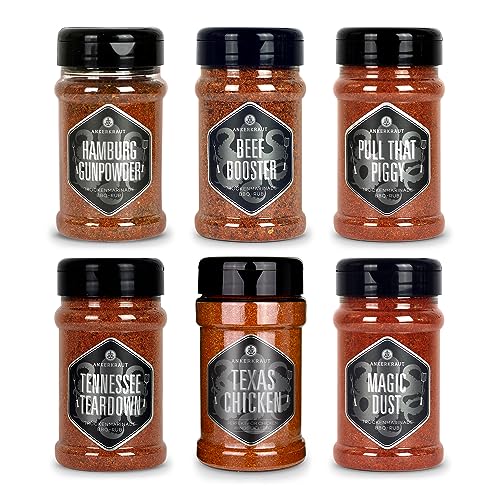 Ankerkraut BBQ Rub Set mit 6 Streuern - das perfekte Set für den Viel-Griller, Grill-Gewürze mit Geschmack & Aroma von Ankerkraut