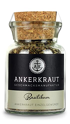 Ankerkraut Basilikum, Kräuter Basilikum, gerebelt, 25g im Korkenglas von Ankerkraut