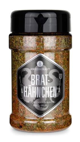 Ankerkraut Brathähnchen, Marinade für knuspriges Hähnchen, Chicken Gewürzsalz für Grill, Backofen und Pfanne, Chicken-Wings selber würzen, BBQ-Rub, 200g im Streuer von Ankerkraut