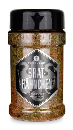 Ankerkraut Brathähnchen, Marinade für knuspriges Hähnchen, Chicken Gewürzsalz für Grill, Backofen und Pfanne, Chicken-Wings selber würzen, BBQ-Rub, 200g im Streuer Ankerkraut Brathähnchen, Marinade für knuspriges Hähnchen, Chicken Gewürzsalz für Grill, Backofen und Pfanne, Chicken-Wings selber würzen, BBQ-Rub, 200g im Streuer von Ankerkraut
