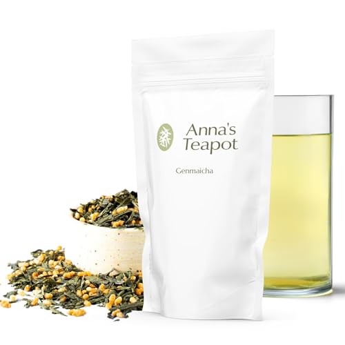 Anna’s Teapot Bio Genmaicha Tee - Lose Blätter - Japanischer Grüntee mit geröstetem Reis in einem wiederverschließbaren Beutel - 100g von Anna's Teapot