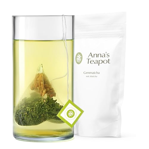 Anna's Teapot Bio Genmaicha Grüner Tee - Japanischer Grüntee in Teebeuteln mit geröstetem braunem Reis und Matcha - 20 Pyramidenbeutel in wiederverschließbarem Beutel Anna's Teapot Bio Genmaicha Grüner Tee - Japanischer Grüntee in Teebeuteln mit geröstetem braunem Reis und Matcha - 20 Pyramidenbeutel in wiederverschließbarem Beutel von Anna's Teapot