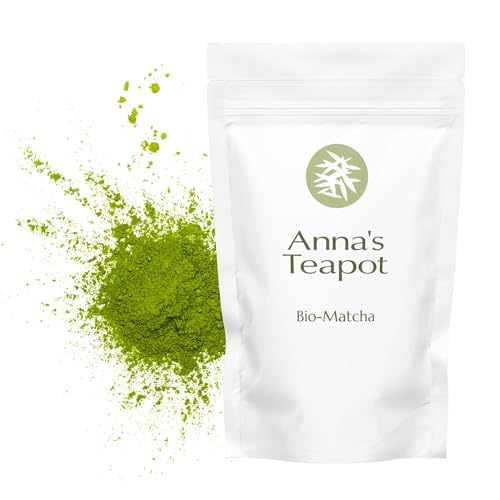 Anna’s Teapot Matcha Pulver Bio aus Japan in einer wiederverschließbaren Hülle - Hochwertiger Japanischer Matcha Tee Pulver - Bio Matcha Grünteepulver für eine Pure Matcha Tee Bio, Matcha Latte (200g) von Anna's Teapot