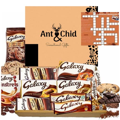 Galaxy Chocolate Geschenk-Set mit Geschenkkorb und Galaxie-Schokoladentafeln, Galaxie-Schokoladenkrümeln, Galaxie-Schokoladenriegel, Galaxie-Theken, heiße Schokolade von Ant & Chid