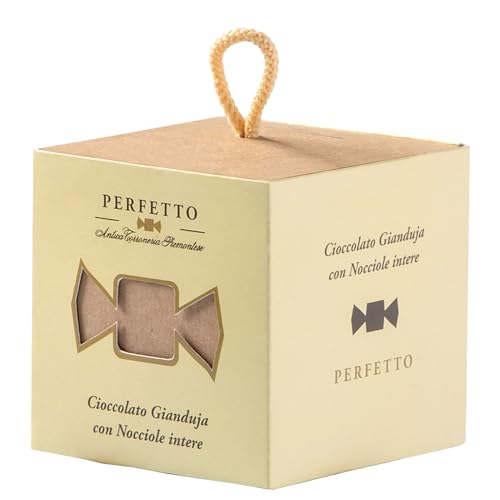 Antica Torroneria Piemontese Perfetto Praline Cioccolato Gianduja con Nocciole intere (Nougat mit ganzen Haselnüssen) ~ 100g Cubo Premium-Geschenk von Antica Torroneria Piemontese