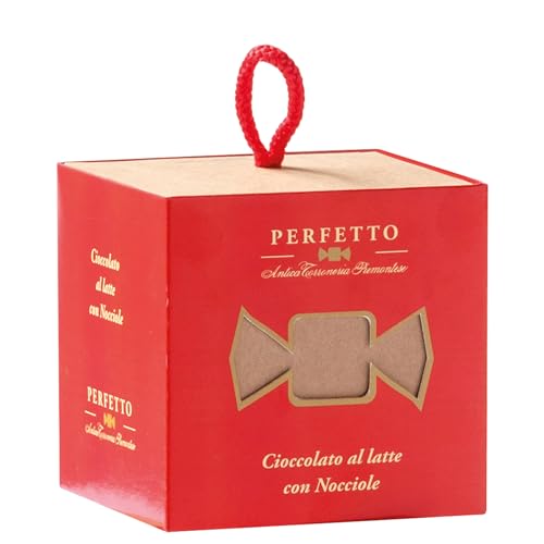 Antica Torroneria Piemontese Perfetto Praline Cioccolato al latte con Nocciole (Vollmilchschokolade mit Haselnüssen) ~ 100g im Cubo Premium-Geschenk von Antica Torroneria