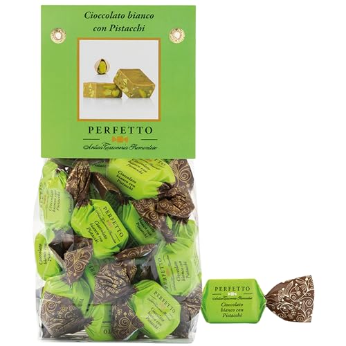 Antica Torroneria Piemontese Perfetto Praline Cioccolato bianco con Pistacchi (Weiße Schokolade mit Pistazien) 150g im Beutel von Antica Torroneria