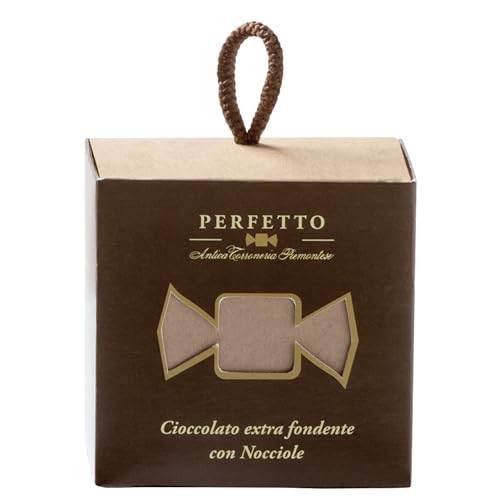 Antica Torroneria Piemontese Perfetto Praline Cioccolato extra fondente con Nocciole (Zartbitterschokolade mit Haselnüssen) ~ 100g im Cubo Premium-Geschenk von Antica Torroneria