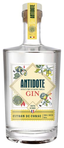 Antidote Gin Zitrone aus Korsika- aus französischen Trauben - 17 aromatische Pflanzen, 5 Destillationen - 40% (1 x 0,70 L) von Antidote