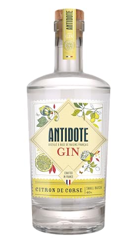 Antidote Gin Zitrone aus Korsika- aus französischen Trauben - 17 aromatische Pflanzen, 5 Destillationen - 40% (1 x 0,70 L) von Antidote