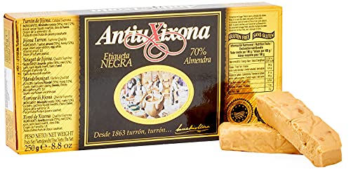 Nourrón de Jijona Superior, Format 250 g, Marke Antiu Xixona, schwarzes Etikett, handgefertigt in Jijona Nourrón de Jijona Superior, Format 250 g, Marke Antiu Xixona, schwarzes Etikett, handgefertigt in Jijona von AntiuXixona