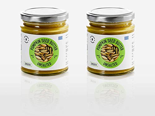 Premium Kürbiskernmus (pumpkin seed spread) 2x200g aus gerösteten, ungesalzenen Griechischen Kürbiskernen mit hoher Proteingehalt, hoher Ballaststoffgehalt,ohne Konservierungsstoffe von Antonio Foods