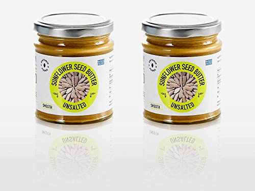 Premium-Sonnenblumenkernmus aus gerösteten, ungesalzenen Griechischen Sonnenblumenkernen, hoher Proteingehalt, hoher Ballaststoffgehalt, ohne Konservierungsstoffe, vegan, glutenfrei, nußfrei - 2x200g Premium-Sonnenblumenkernmus aus gerösteten, ungesalzenen Griechischen Sonnenblumenkernen, hoher Proteingehalt, hoher Ballaststoffgehalt, ohne Konservierungsstoffe, vegan, glutenfrei, nußfrei - 2x200g von Antonio Foods